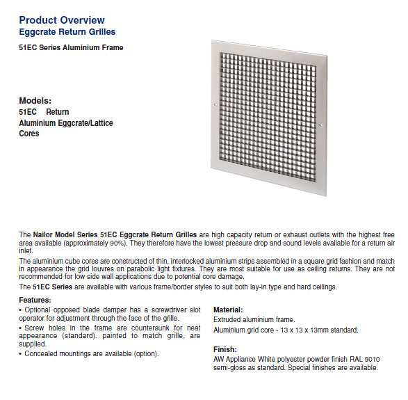 Egg Crate Extract Grille 600mm Width